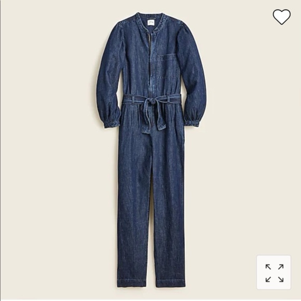 NWT J.Crew ruffle sleeve denim jumpsuit Size 8